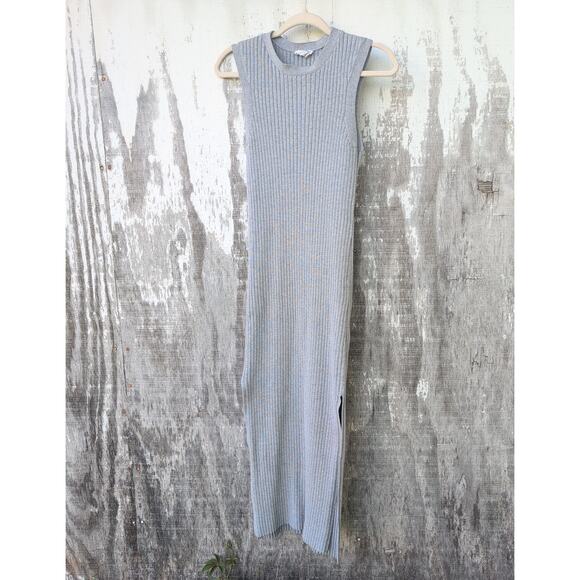 FRAME Denim Heather Grey Ribbed Knit Stretch Midi Women's Small MinimalistLuxe - Picture 1 of 8